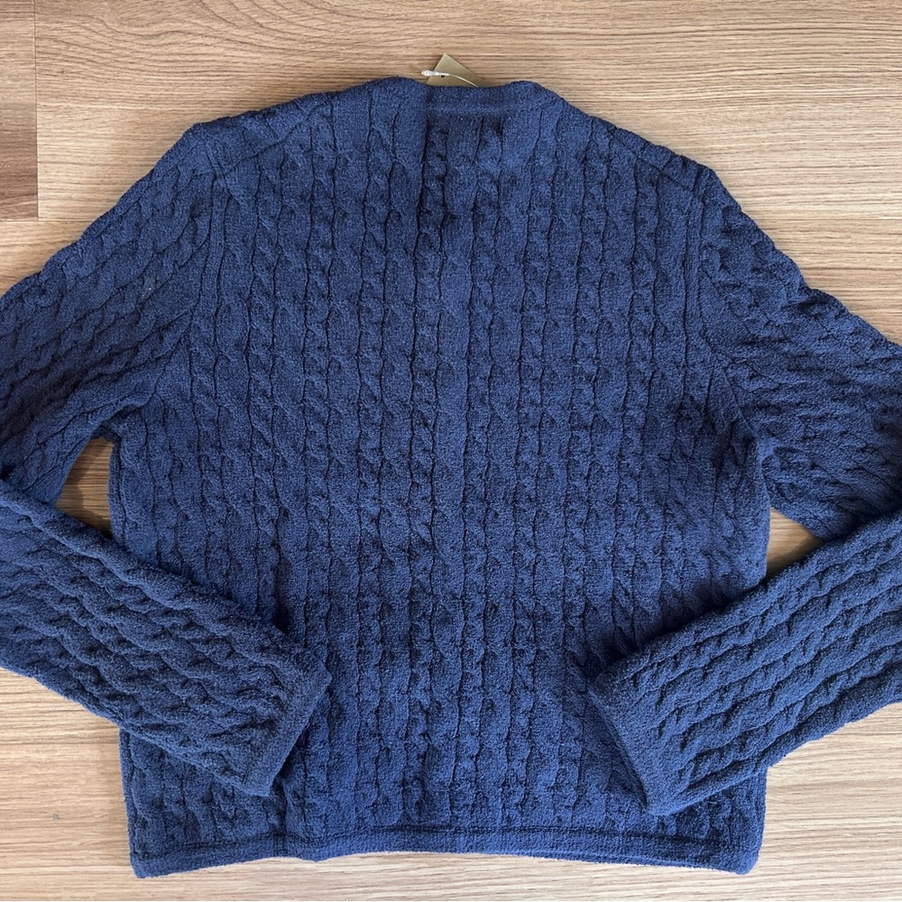 J.Crew Odette Cable Knit Sweater Lady Jacket In Mediterranean Navy, Size Small - Picture 7 of 10